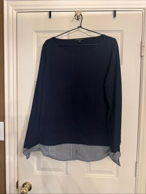 Navy Layered-Look Long Sleeve Top